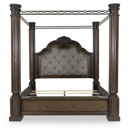 Maylee Queen Canopy Bed, Dresser and Mirror