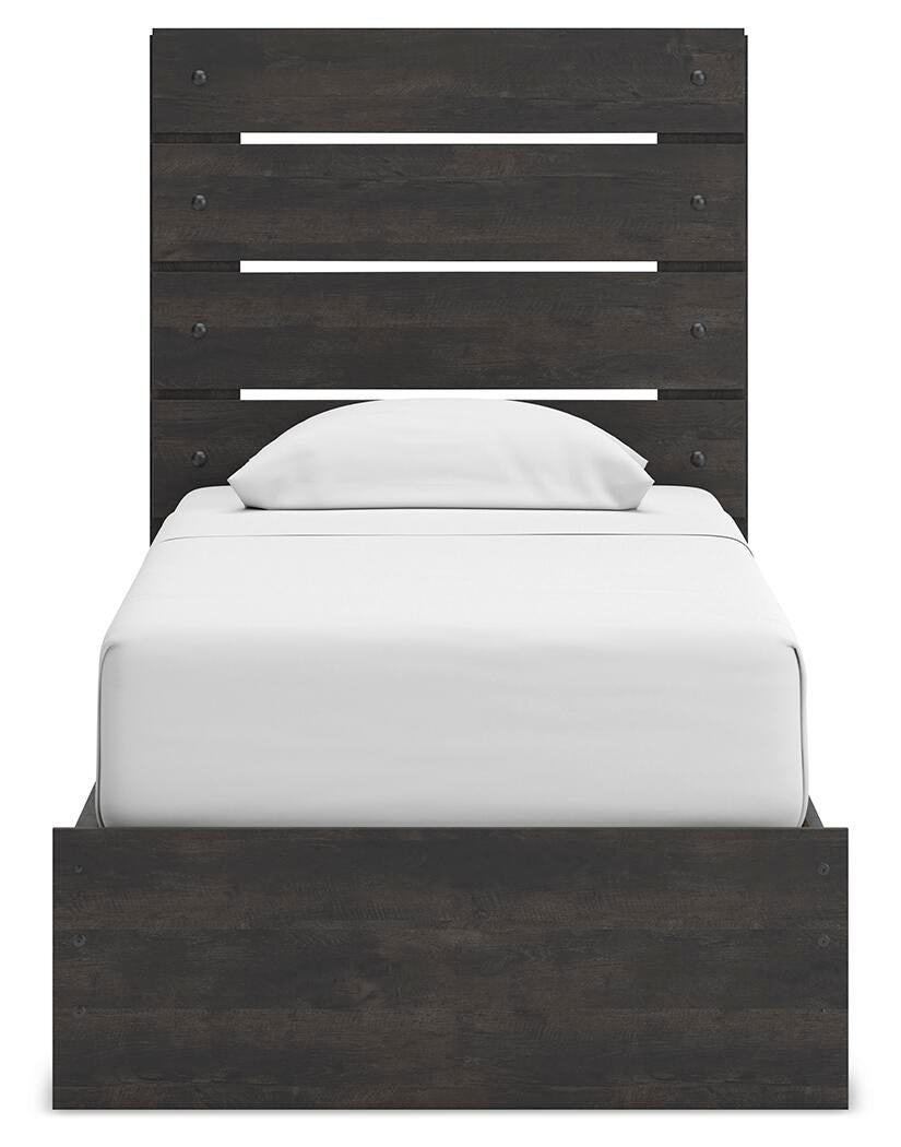 Delmorta Twin Panel Storage Bed, Dresser, Mirror, Chest and Nightstand