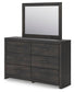 Delmorta Full Panel Storage Bed, Dresser and Mirror