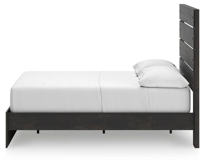 Delmorta Full Panel Storage Bed, Dresser and Mirror