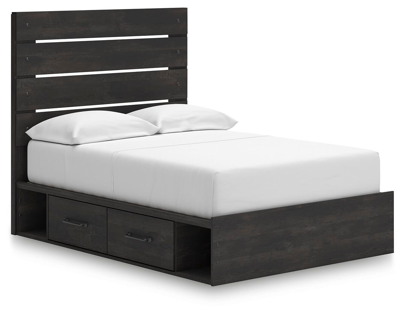 Delmorta Full Panel Storage Bed, Dresser, Mirror and Nightstand