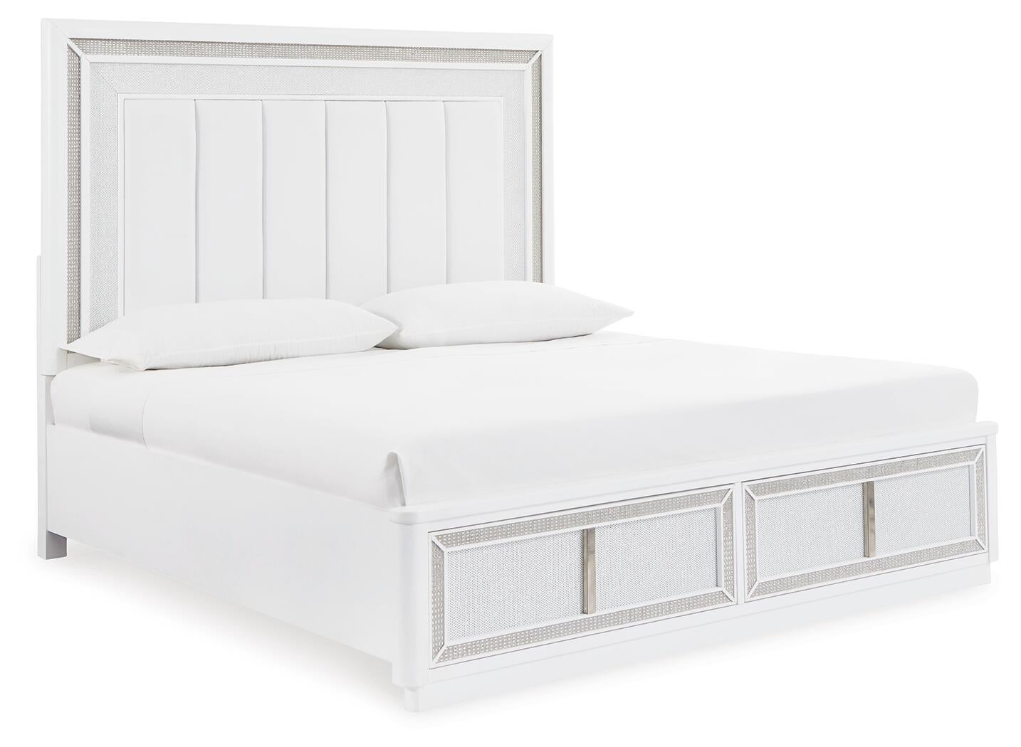 Chalanna King Upholstered Storage Bed, Dresser, Mirror, Chest and Nightstand