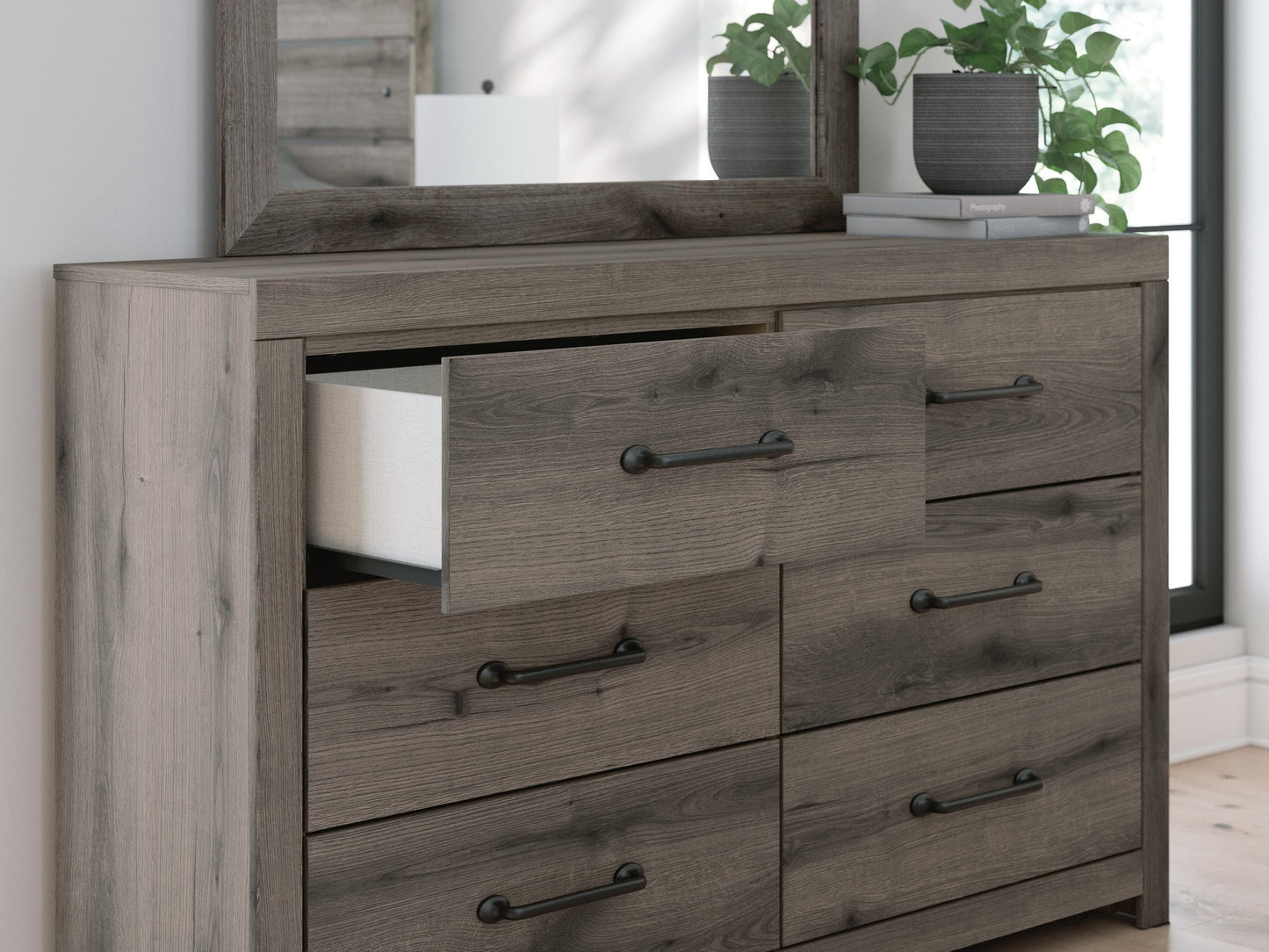 Urbanoore King Panel Bed, Dresser and Mirror