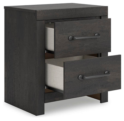 Delmorta Queen Panel Bed, Dresser, Mirror, Chest and Nightstand