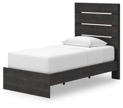 Delmorta Twin Panel Storage Bed, Dresser and Mirror