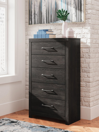 Delmorta Twin Panel Bed with Storage, Dresser, Mirror, Chest and Nightstand
