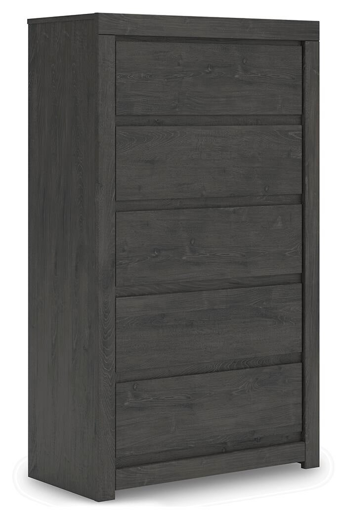 Parlayon King Panel Storage Bed, Dresser, Mirror, Chest and Nightstand