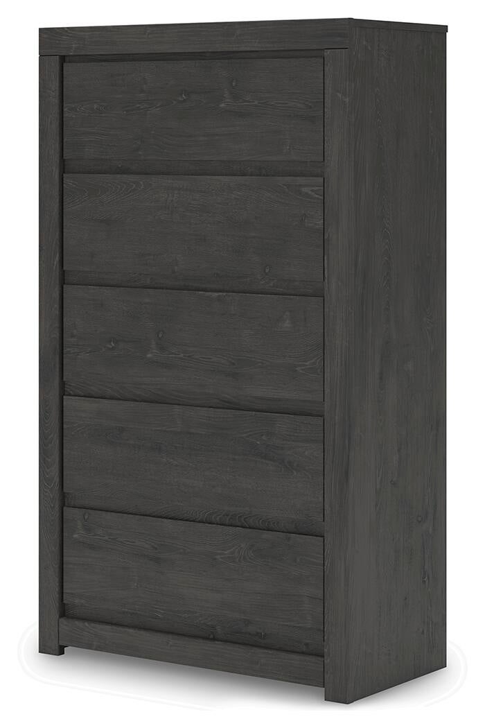 Parlayon King Panel Storage Bed, Dresser, Mirror, Chest and Nightstand