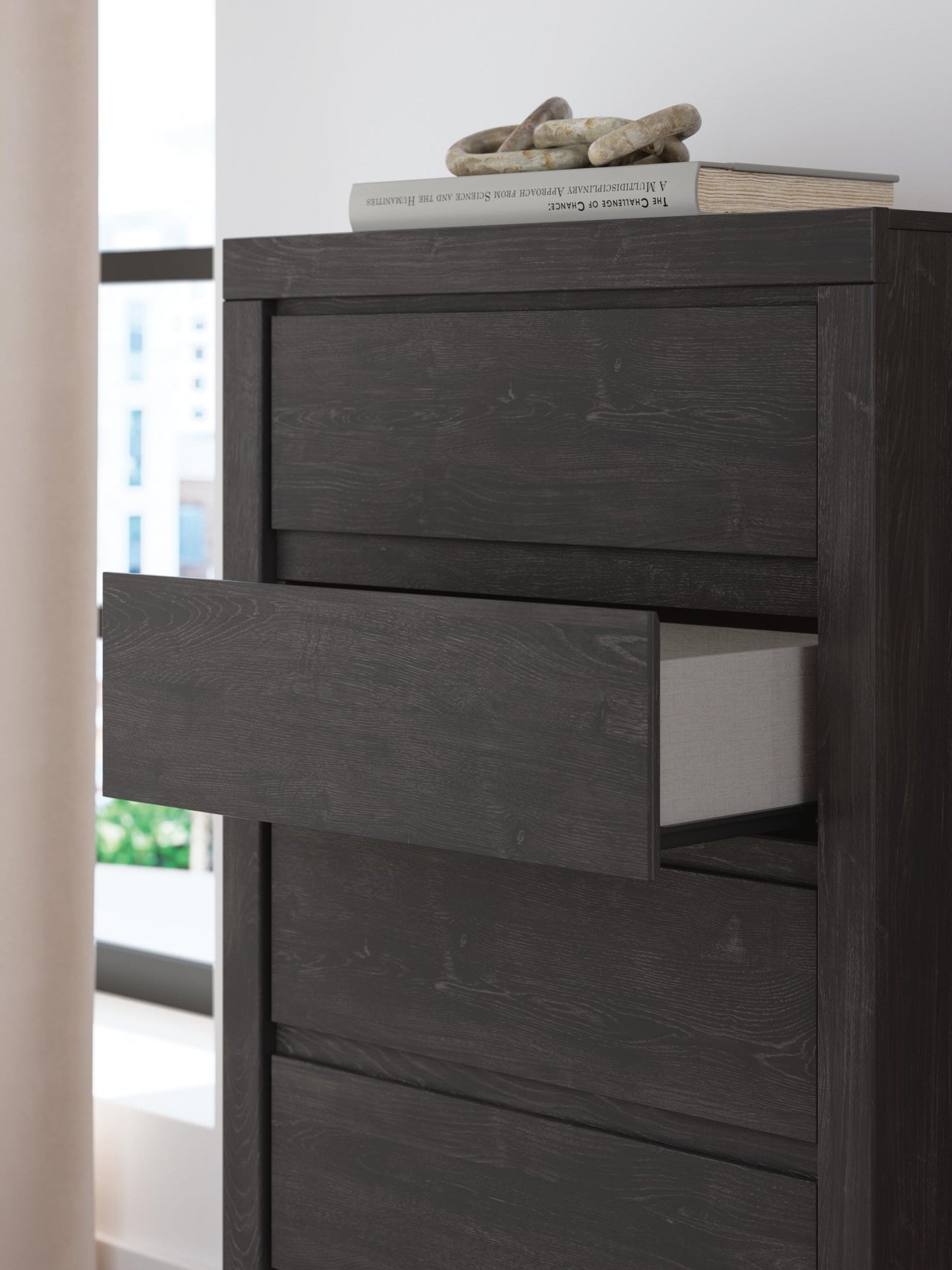 Parlayon King Panel Storage Bed, Dresser, Mirror, Chest and Nightstand