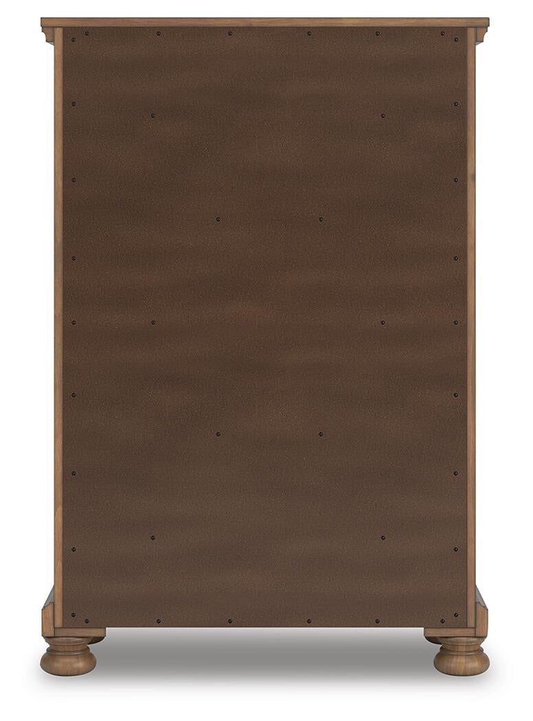 Vandenmore Queen Storage Sleigh Bed with Mirrored Dresser, Chest and Nightstand