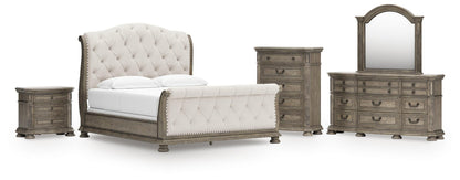 Ardenfield California King Upholstered Sleigh Bed, Dresser, Mirror, Chest and Nightstand