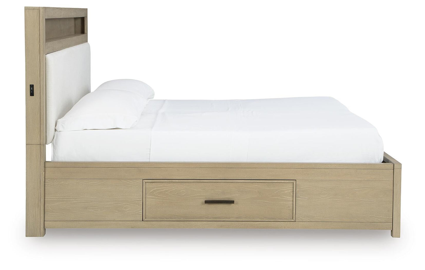 Calmoro California King Bookcase Bed with Mirrored Dresser