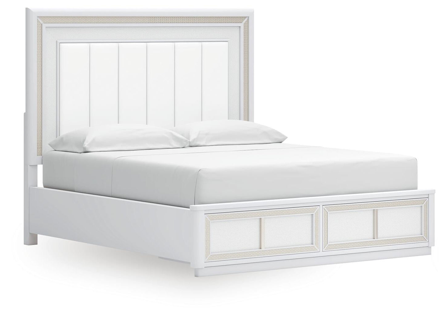 Chalanna King Upholstered Storage Bed, Dresser, Mirror and Nightstand