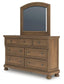 Vandenmore California King Panel Bed with Mirrored Dresser