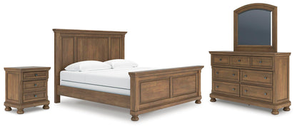 Vandenmore King Panel Bed with Mirrored Dresser and Nightstand