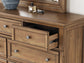Vandenmore King Panel Bed with Mirrored Dresser and Nightstand