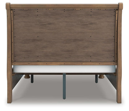 Vandenmore Queen Storage Sleigh Bed with Mirrored Dresser