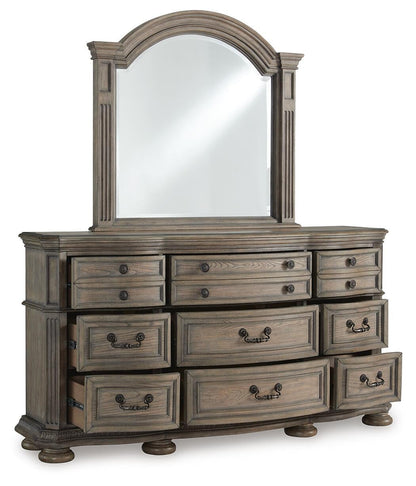 Ardenfield Queen Upholstered Sleigh Bed, Dresser, Mirror, Chest and Nightstand