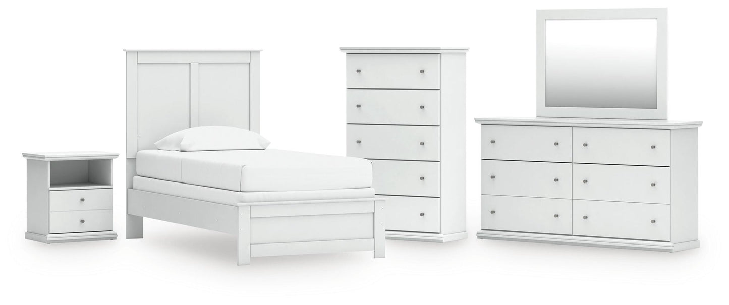 Bostwick Shoals Twin Panel Bed, Dresser, Mirror, Chest and Nightstand