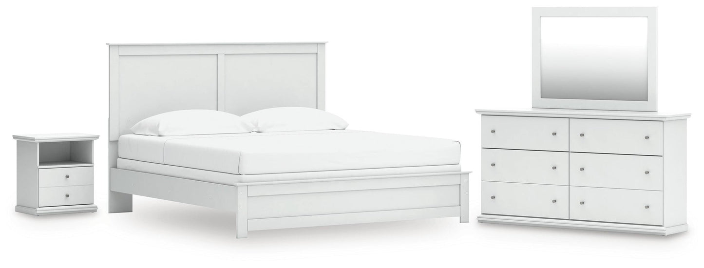Bostwick Shoals King Panel Bed, Dresser, Mirror and Nightstand