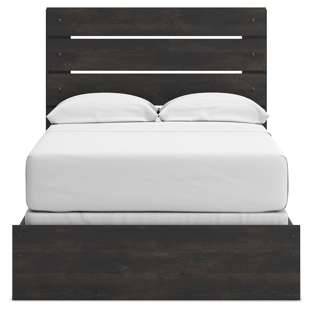 Delmorta Full Panel Bed, Dresser, Mirror and Nightstand