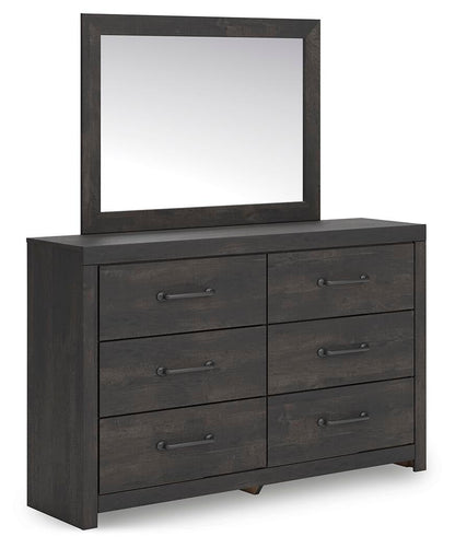 Delmorta Twin Panel Bed, Dresser and Mirror