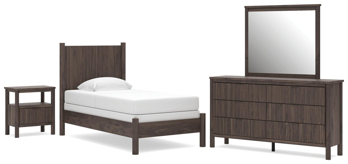 Cadmori Twin Panel Bed, Dresser, Mirror and Nightstand