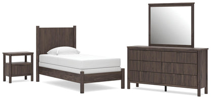 Cadmori Twin Panel Bed, Dresser, Mirror and Nightstand