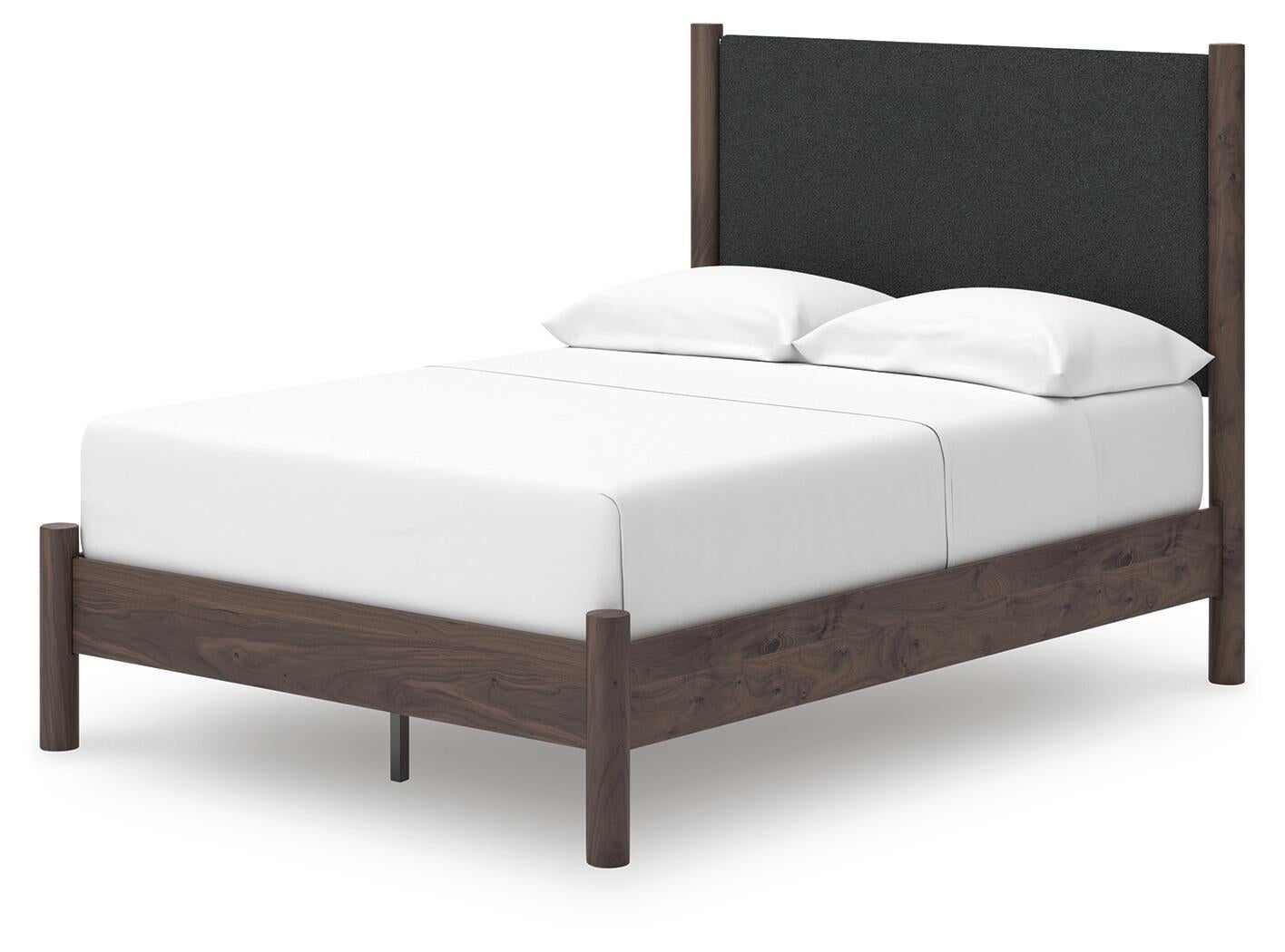 Cadmori Full Upholstered Panel Platform Bed, Dresser, Mirror, Chest and Nightstand