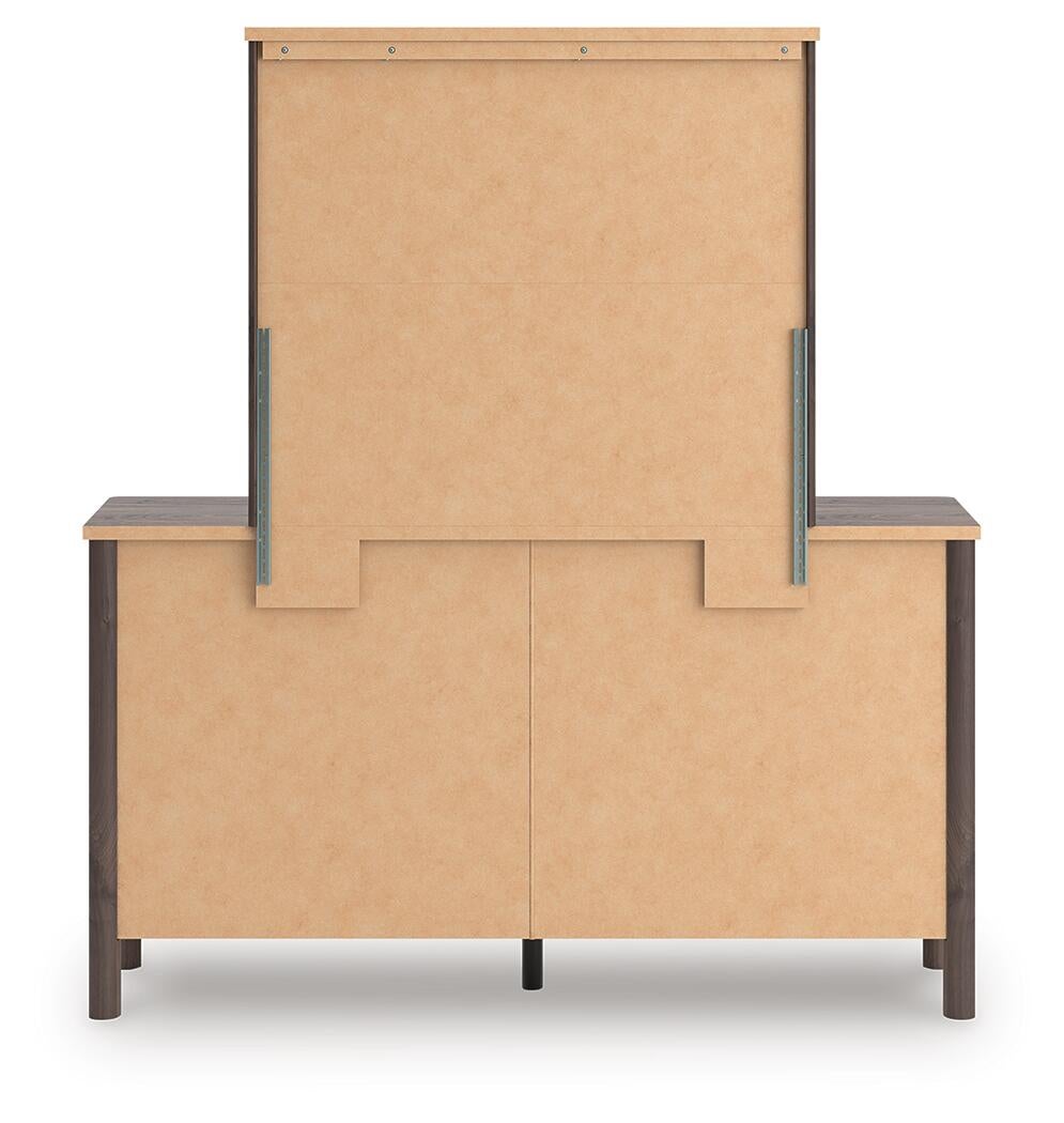 Cadmori Twin Upholstered Panel Platform Bed, Dresser, Mirror and Nightstand