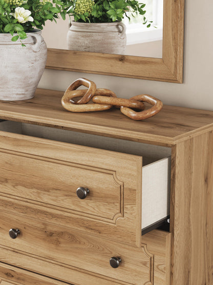 Galletyn King Panel Bed with Mirrored Dresser