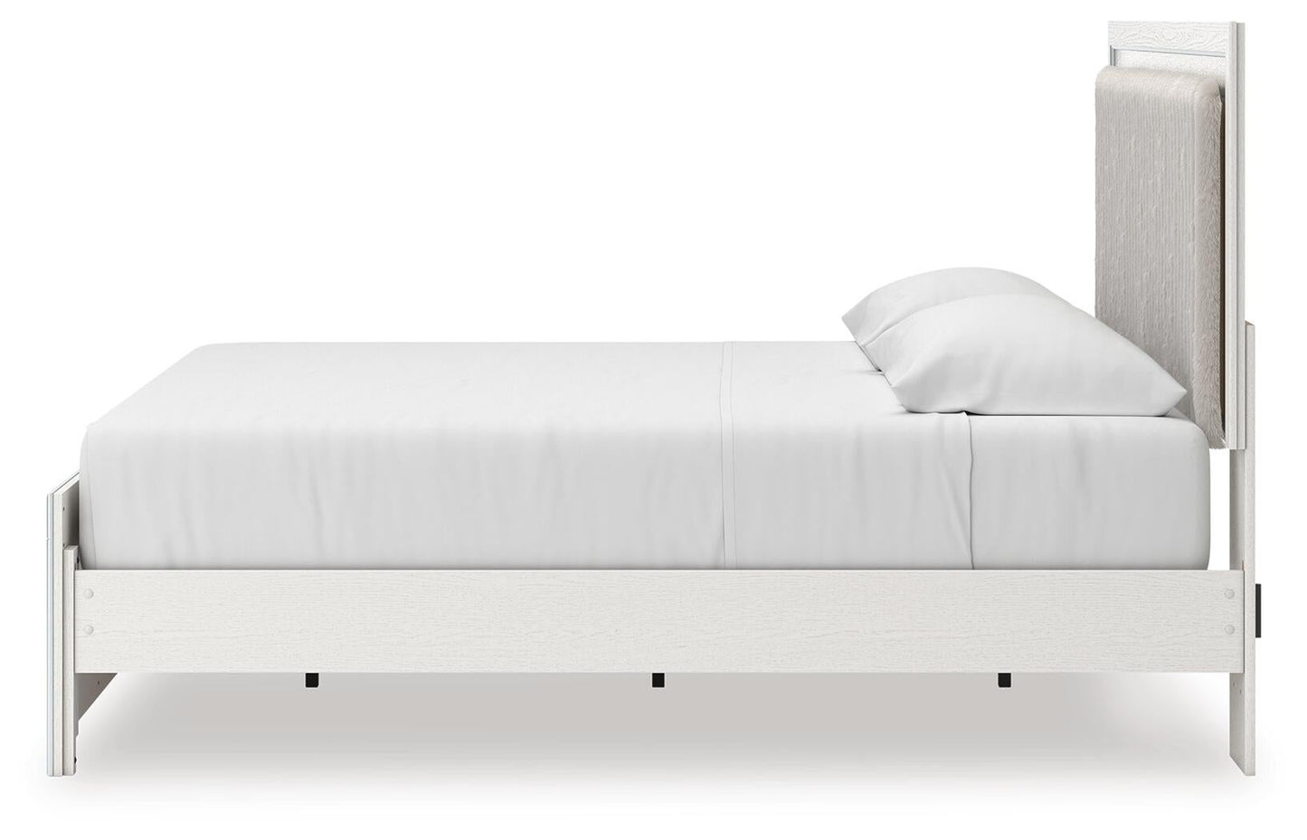 Birmonton King Upholstered Panel Platform Bed, Dresser and Mirror
