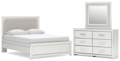 Birmonton Queen Upholstered Panel Bed, Dresser and Mirror
