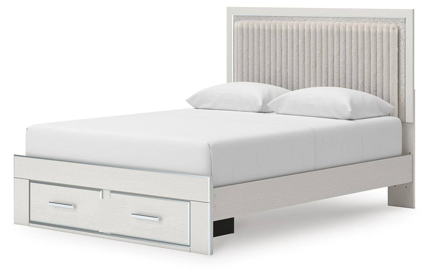 Birmonton Queen Upholstered Panel Platform Storage Bed, Dresser, Mirror and Nightstand