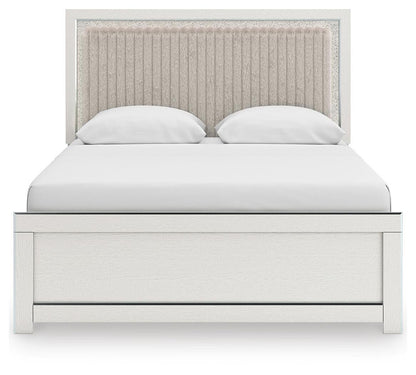 Birmonton Queen Upholstered Panel Platform Bed, Dresser, Mirror, Chest and Nightstand