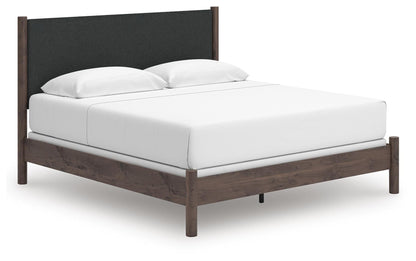 Cadmori King Upholstered Panel Bed, Dresser, Mirror, Chest and Nightstand
