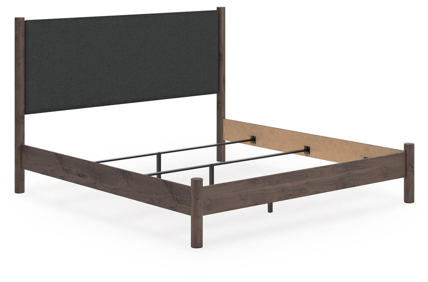 Cadmori King Upholstered Panel Bed, Dresser, Mirror and Nightstand