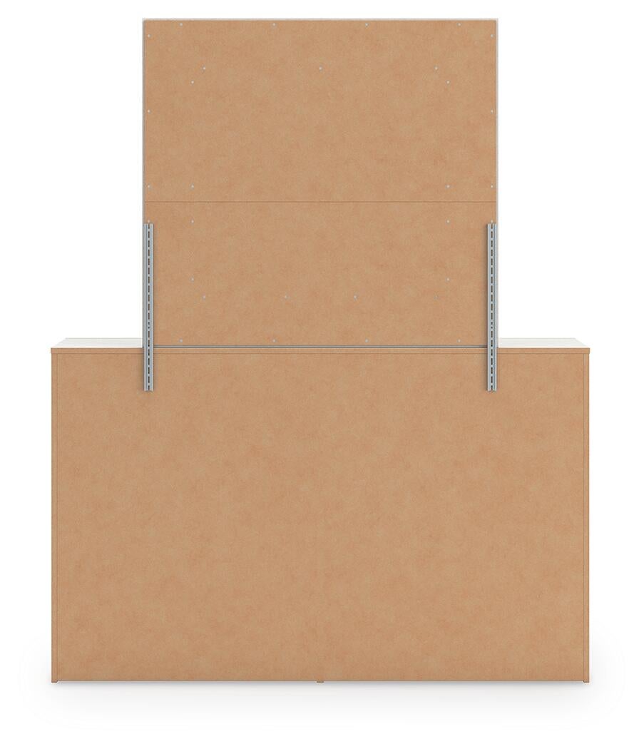 Birmonton King Upholstered Bed, Dresser, Mirror, Chest and Nightstand