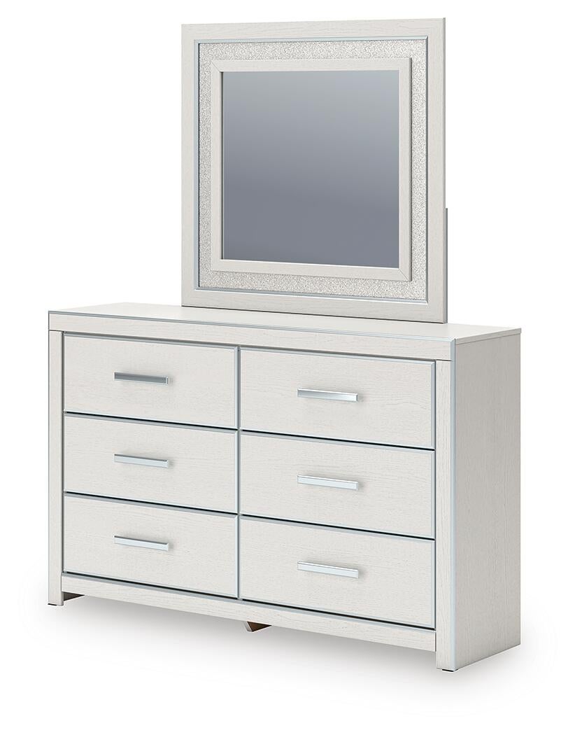 Birmonton King Upholstered Panel Bed, Dresser and Mirror