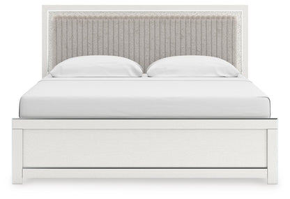 Birmonton King Upholstered Panel Bed, Dresser and Mirror