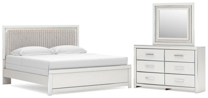 Birmonton King Upholstered Panel Bed, Dresser and Mirror