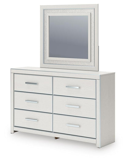 Birmonton King Upholstered Panel Platform Storage Bed, Dresser, Mirror and Nightstand