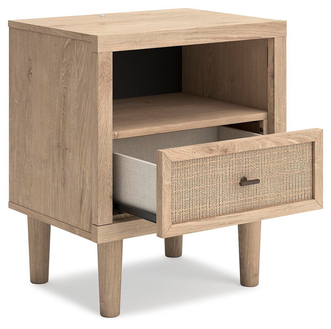 Cielden California King Upholstered Bed with Roll Slats, Dresser, Mirror, Chest and Nightstand