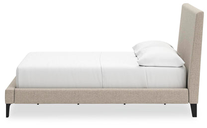 Cielden Full Upholstered Bed with Roll Slats, Dresser and Mirror