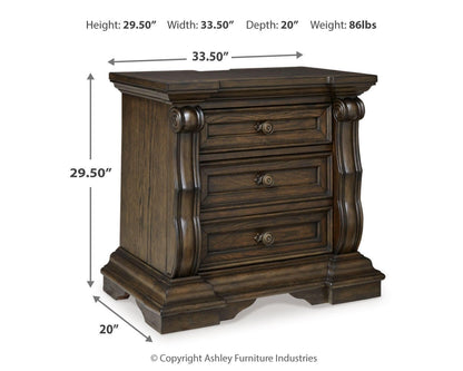 Maylee California King Canopy Bed, Dresser, Mirror and Nightstand