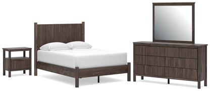 Cadmori Full Panel Platform Bed, Dresser, Mirror and Nightstand