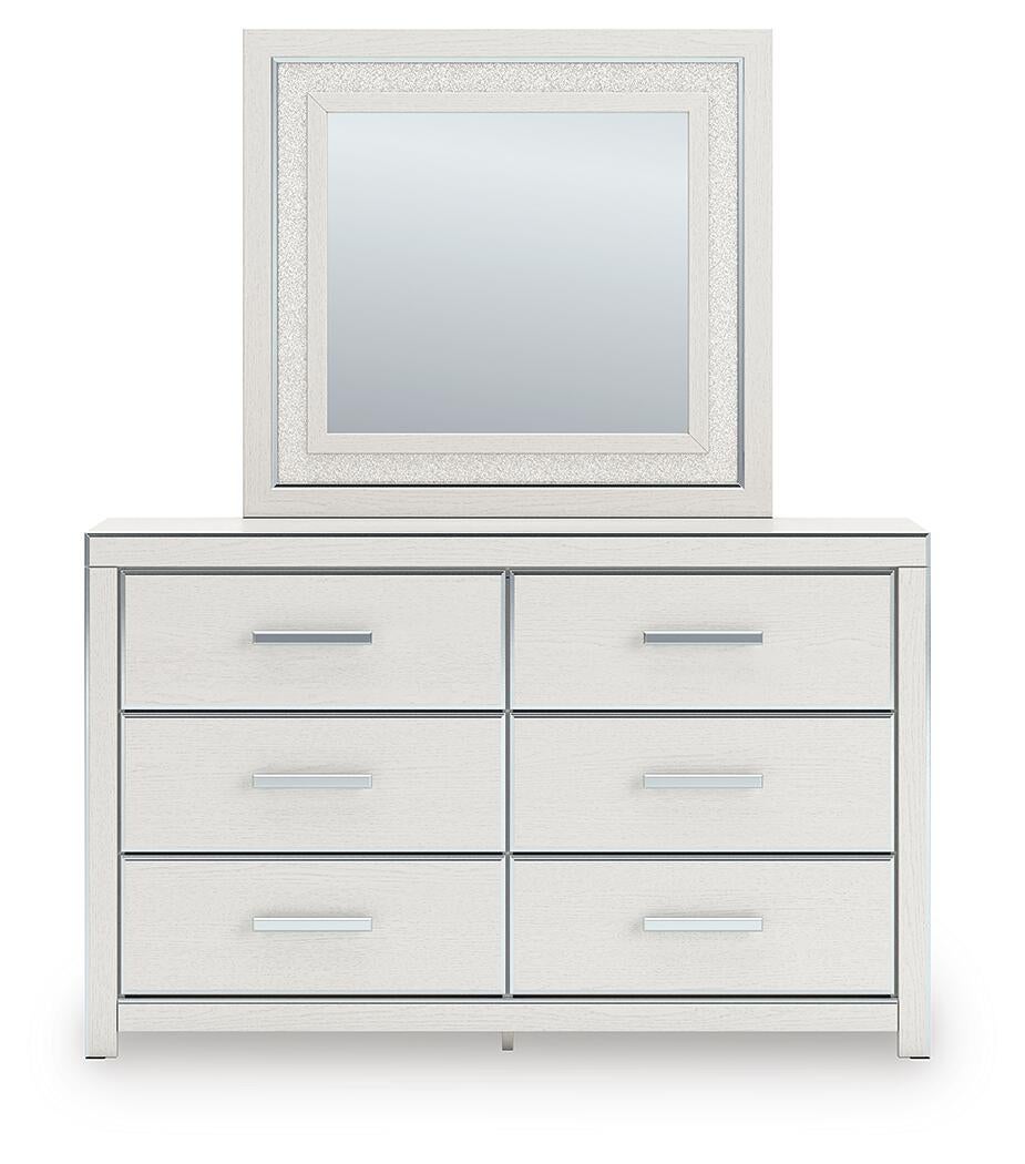 Birmonton King Upholstered Panel Platform Bed, Dresser, Mirror and Nightstand