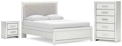 Birmonton Queen Upholstered Panel Bed, Dresser, Mirror and Nightstand