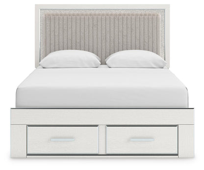 Birmonton Queen Upholstered Panel Platform Storage Bed, Dresser, Mirror, Chest and Nightstand