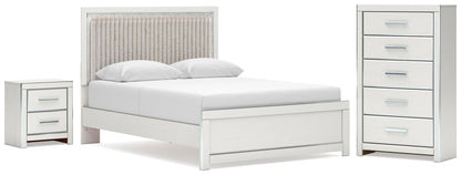 Birmonton Queen Upholstered Panel Platform Bed, Dresser, Mirror and Nightstand